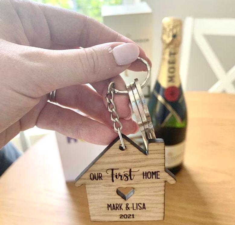 Our First Home Keyring - Key Chain - Moving House - First Home - Wooden Personalised Keyring - Wooden Gift - New home Gift - New House