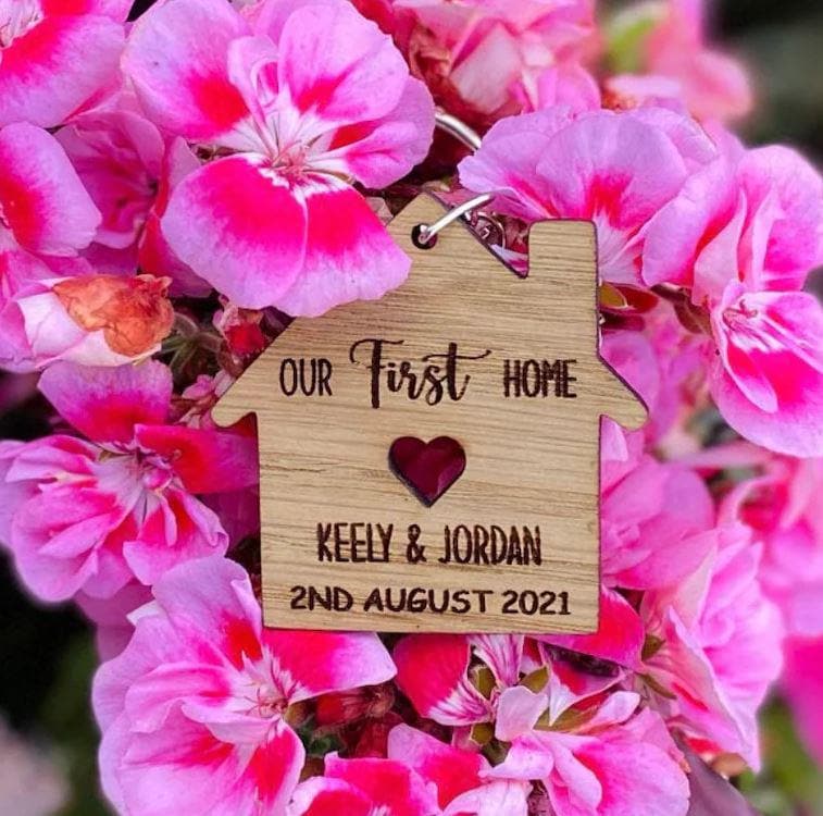 Our First Home Keyring - Key Chain - Moving House - First Home - Wooden Personalised Keyring - Wooden Gift - New home Gift - New House