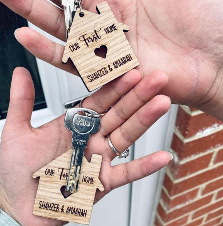 Our First Home Keyring - Key Chain - Moving House - First Home - Wooden Personalised Keyring - Wooden Gift - New home Gift - New House