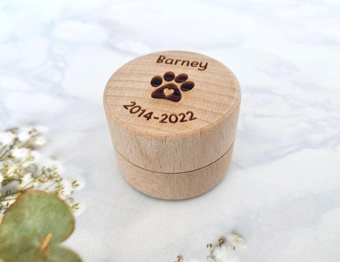 Personalised Pet Memorial Box, Wooden Trinket Pet Keepsake, Pet Loss Gift, Dog Ashes, Cat Ashes, Animal Memory Box, Wooden Pet Urn