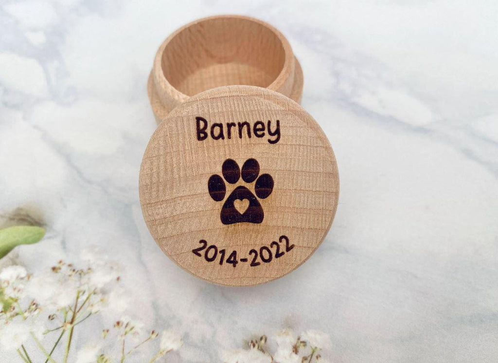 Personalised Pet Memorial Box, Wooden Trinket Pet Keepsake, Pet Loss Gift, Dog Ashes, Cat Ashes, Animal Memory Box, Wooden Pet Urn