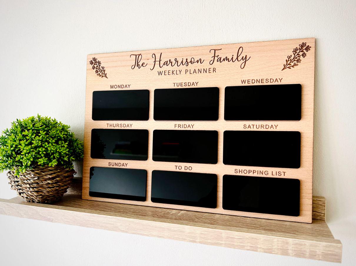 Personalised Family Planner, Wipeable Weekly Organiser, Weekly Food Plan, Meal Planner, Organisation, Mum Planner, Gift