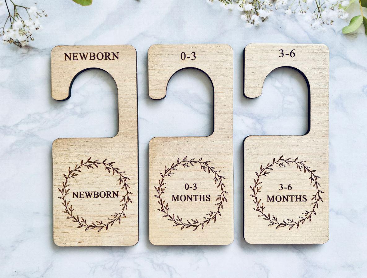 Baby Wardrobe Dividers, Floral Wreath, Scandi Clothes Dividers, Organisation, Baby Shower Gift, New Baby Present, Cute Wooden Nursery Decor