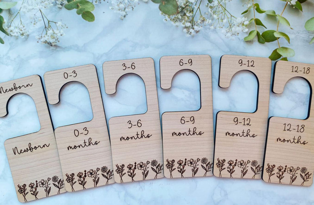 Baby Wardrobe Dividers, Floral Theme Nursery Decor, Baby Girl Bedroom, Wardrobe organisation, Clothes Dividers, Scandi Bedroom, Baby Shower