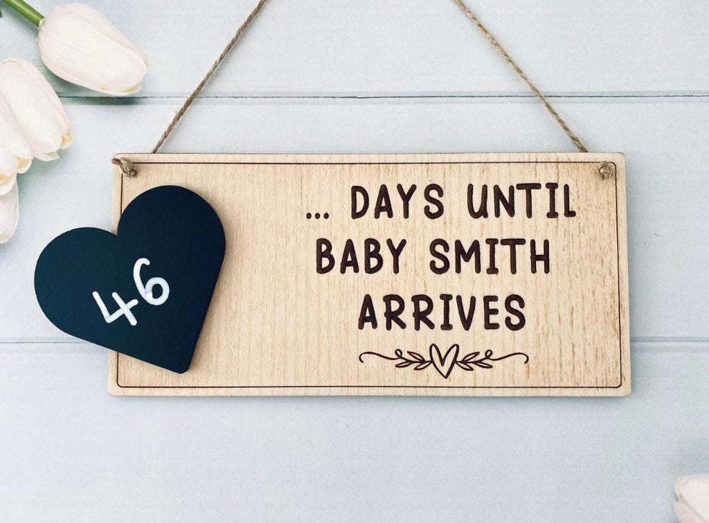 Personalised Baby Due Date Countdown, Pregnancy gift, Days Until Plaque, Baby Shower Present, Pregnancy Announcement Sign Chalkboard New Mum