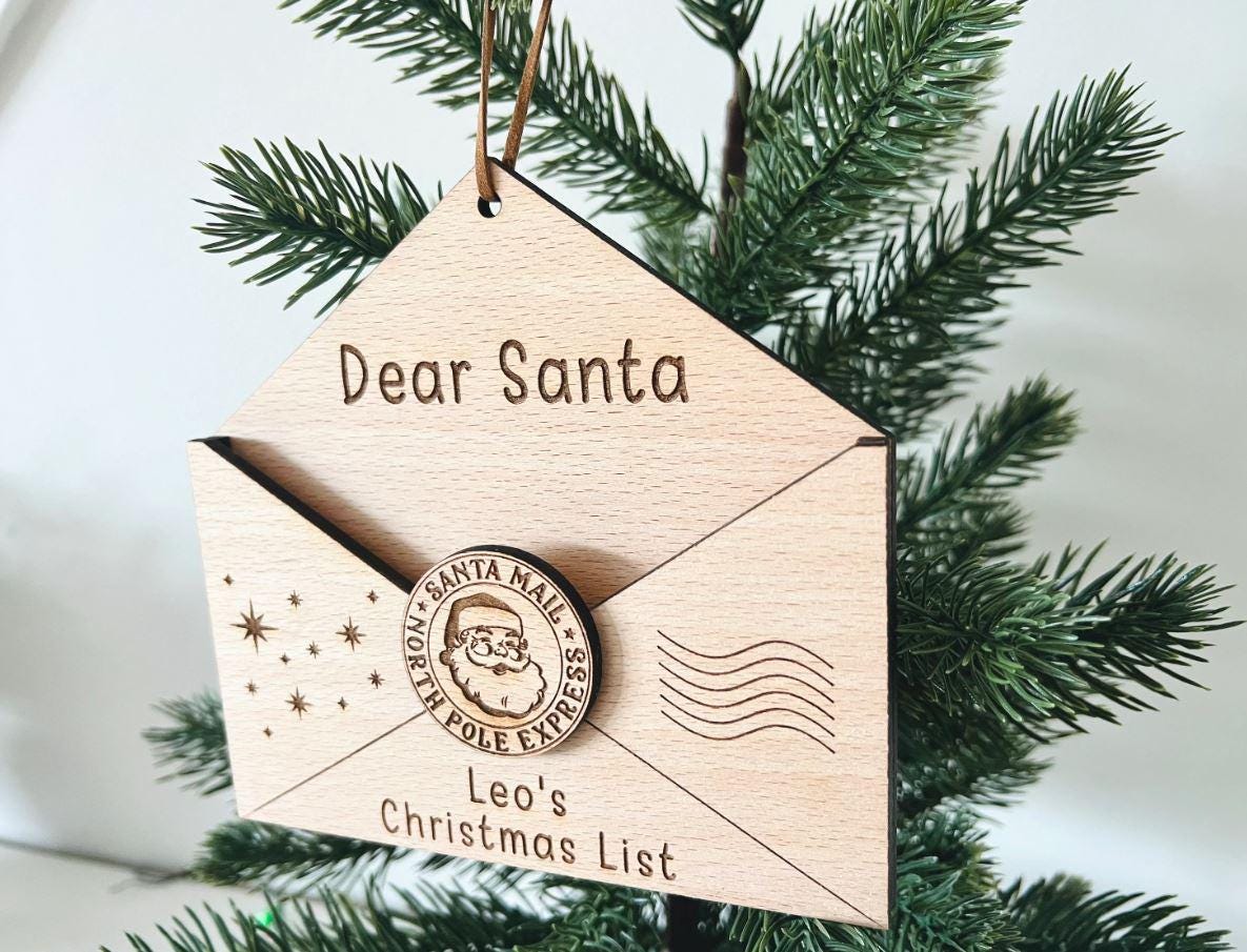 Personalised Santa Wish List, Childs Christmas Letter To Santa, Father Christmas, Bauble, Hanging Ornament, For Kids, Xmas Gift
