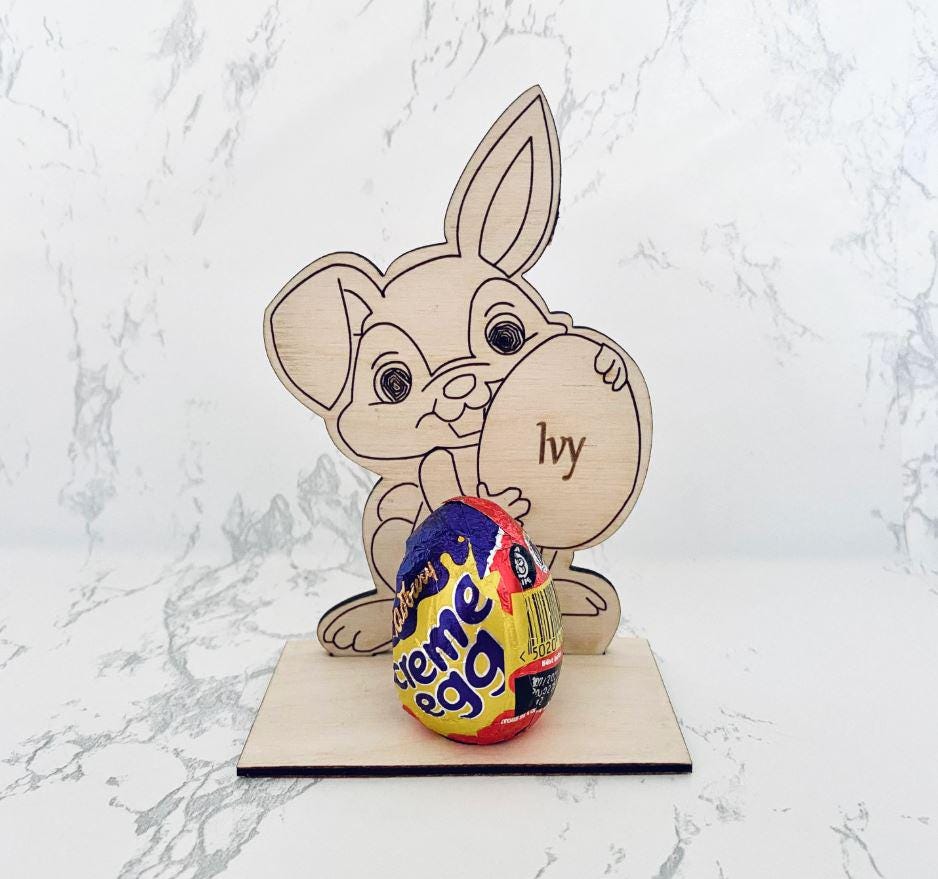 Personalised Easter Egg Holder, Easter Bunny, Wooden gift, Chocolate Holder, Kids Present, Easter Kids Gift