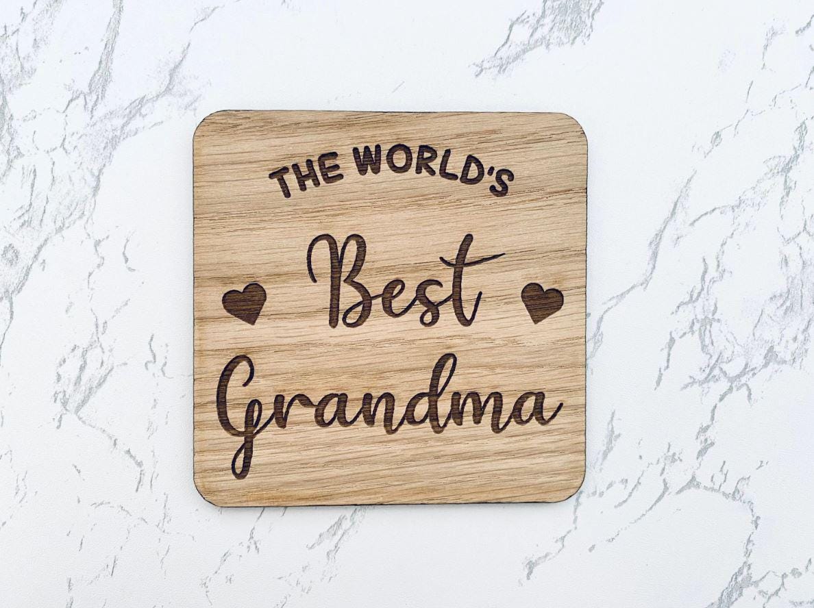 Personalised Coaster The Worlds Best Mum Wooden Engraved, Christmas, Birthday or Motherâ€™s Day gift, For Mum, Gran, Granny, Nanna, For Her