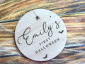 Personalised First Halloween Milestone Disk: Engraved Beech Wood Photo Prop.  Social Media Accessories, Wooden Baby Plaque
