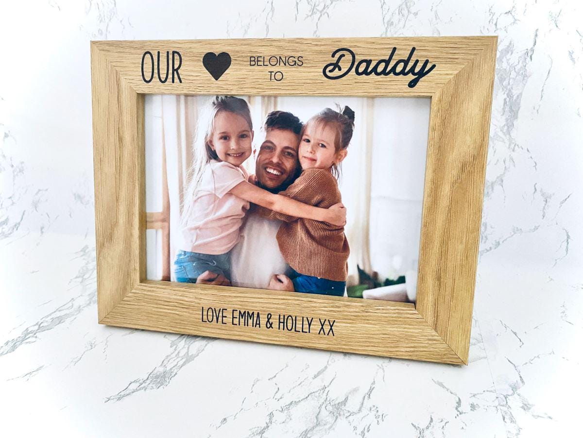 Personalised Wooden Engraved Photo Frame For Dad Grandpa Grandad Papa Fathers Day Gift For Him Keepsake Memory Present Picture Frame Cute