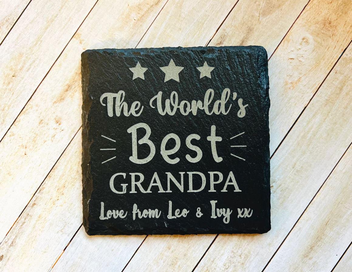 Personalised Coaster present for any occasion, Gift for Dad Grandpa Daddy Grandad Papa For Him Custom Keepsake Novelty Coaster Cute.