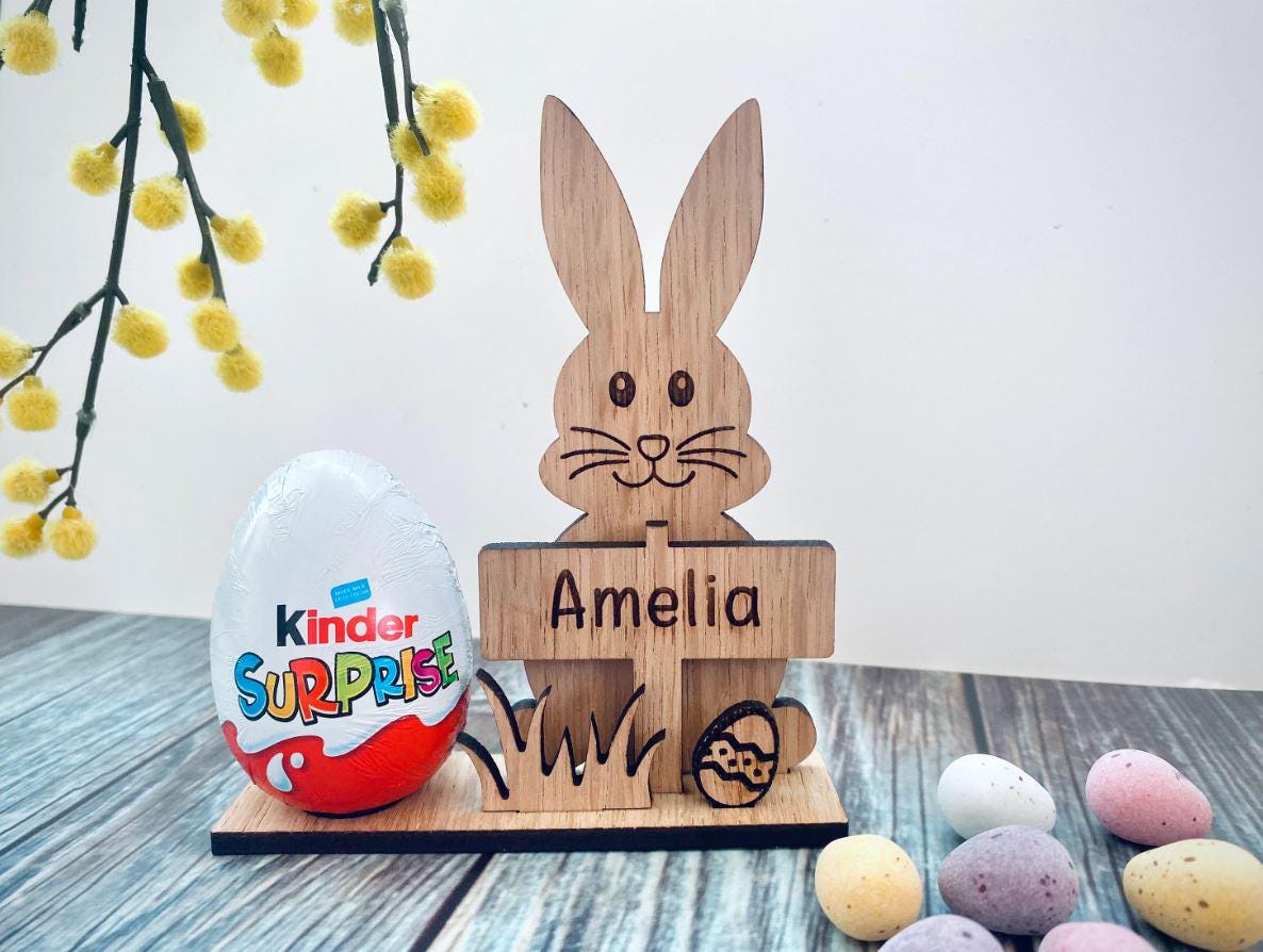 Personalised Easter Bunny Egg Holder, Kids Easter Gifts, Creme Egg Holder, Cute Easter Egg Bunny Stand, For Children, Easter Decor