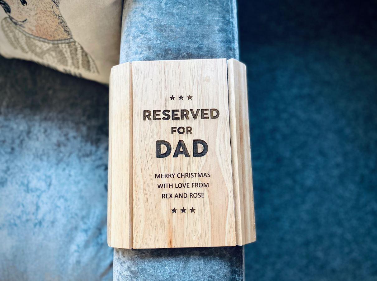 Personalised Wooden engraved Sofa Tray, Adjustable Arm Table, Xmas, birthday Gift for him or her.