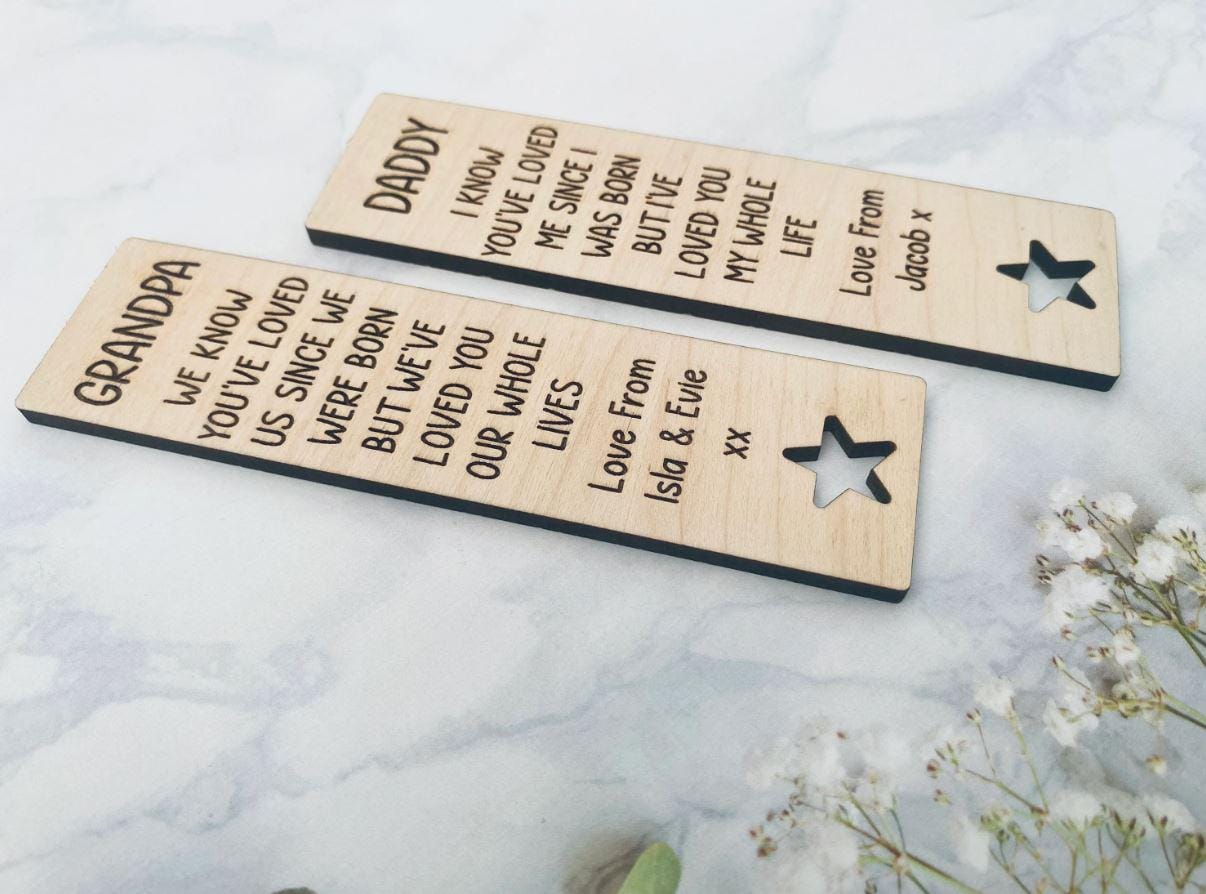 Personalised Wooden Engraved Bookmark for Dad Daddy Grandpa Grandad Papa Cute Fathers Day Birthday Christmas Gift Novelty Gift Book Reading