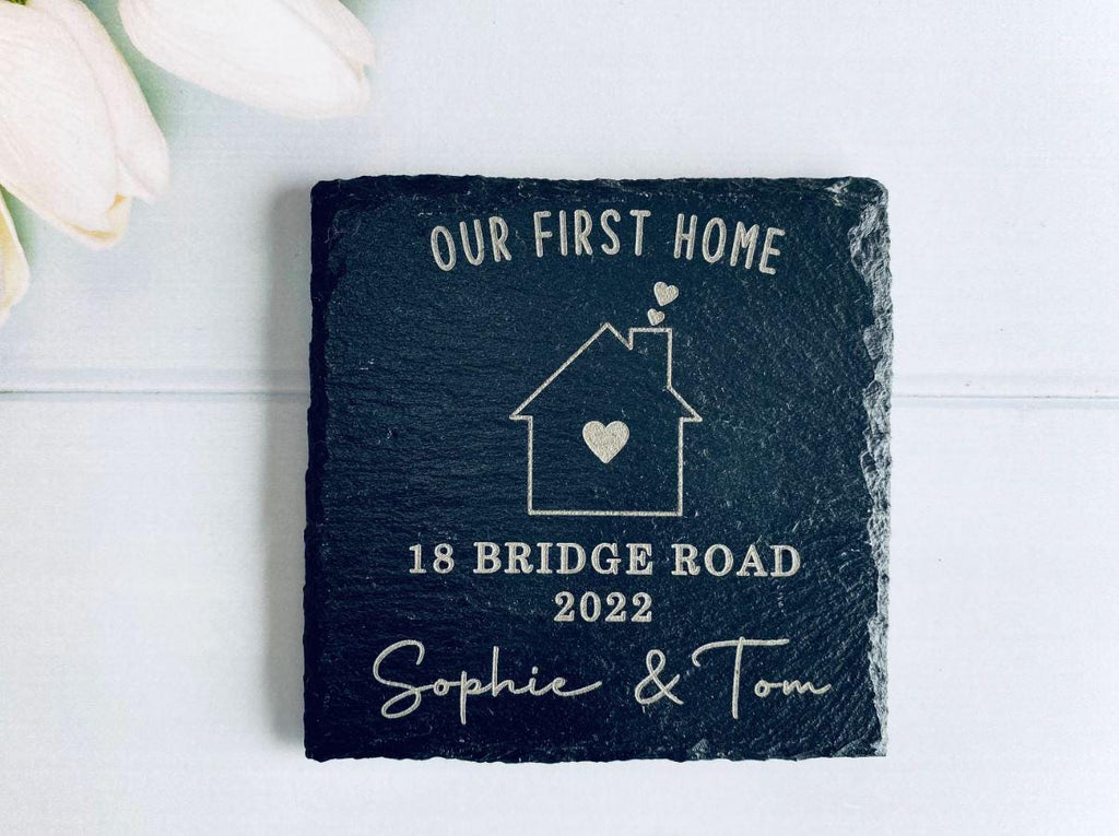 Our First Home Coaster - Personalised Coaster - Moving House - First Home - Slate Personalised Coaster - Personalised Gift - New home Gift