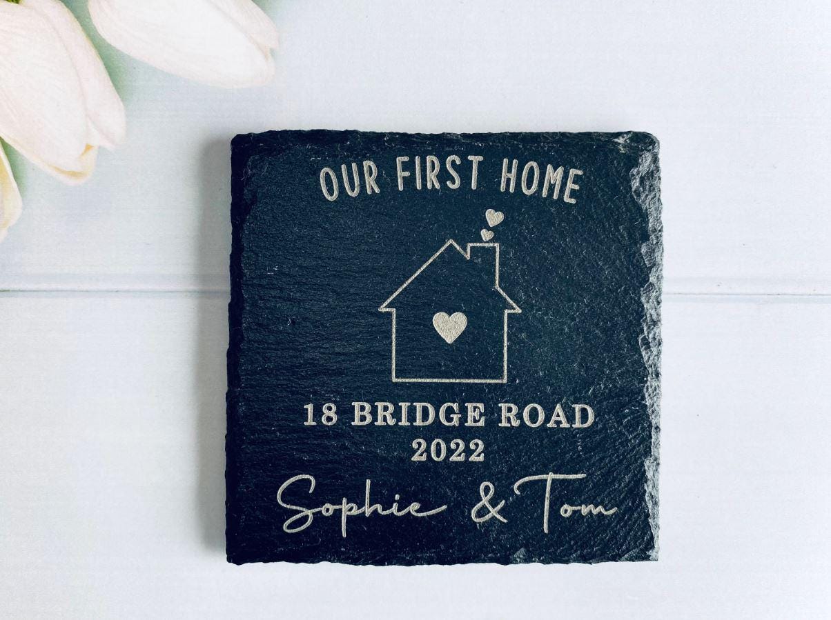 Our First Home Coaster - Personalised Coaster - Moving House - First Home - Slate Personalised Coaster - Personalised Gift - New home Gift