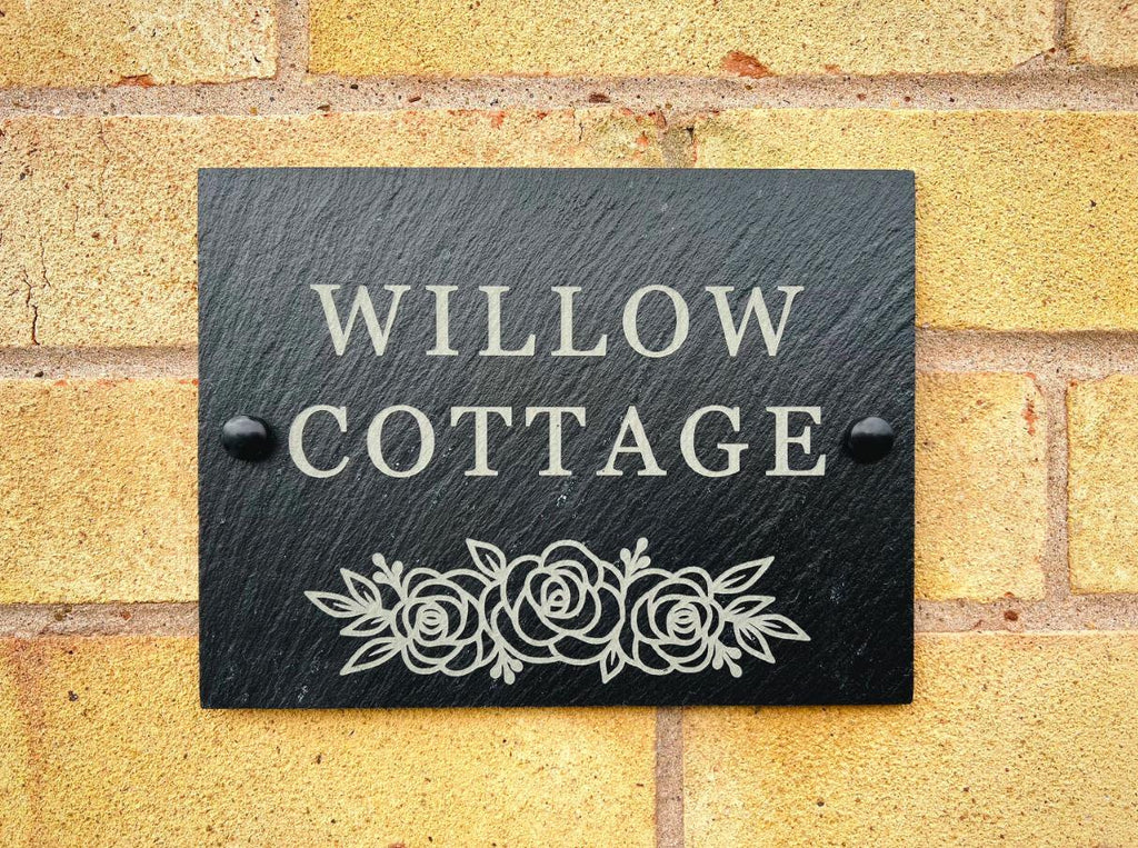 Personalised House Name, House Number Sign, Rustic Engraved Slate Sign, Door Plaque With Fixings,  Garden Decor