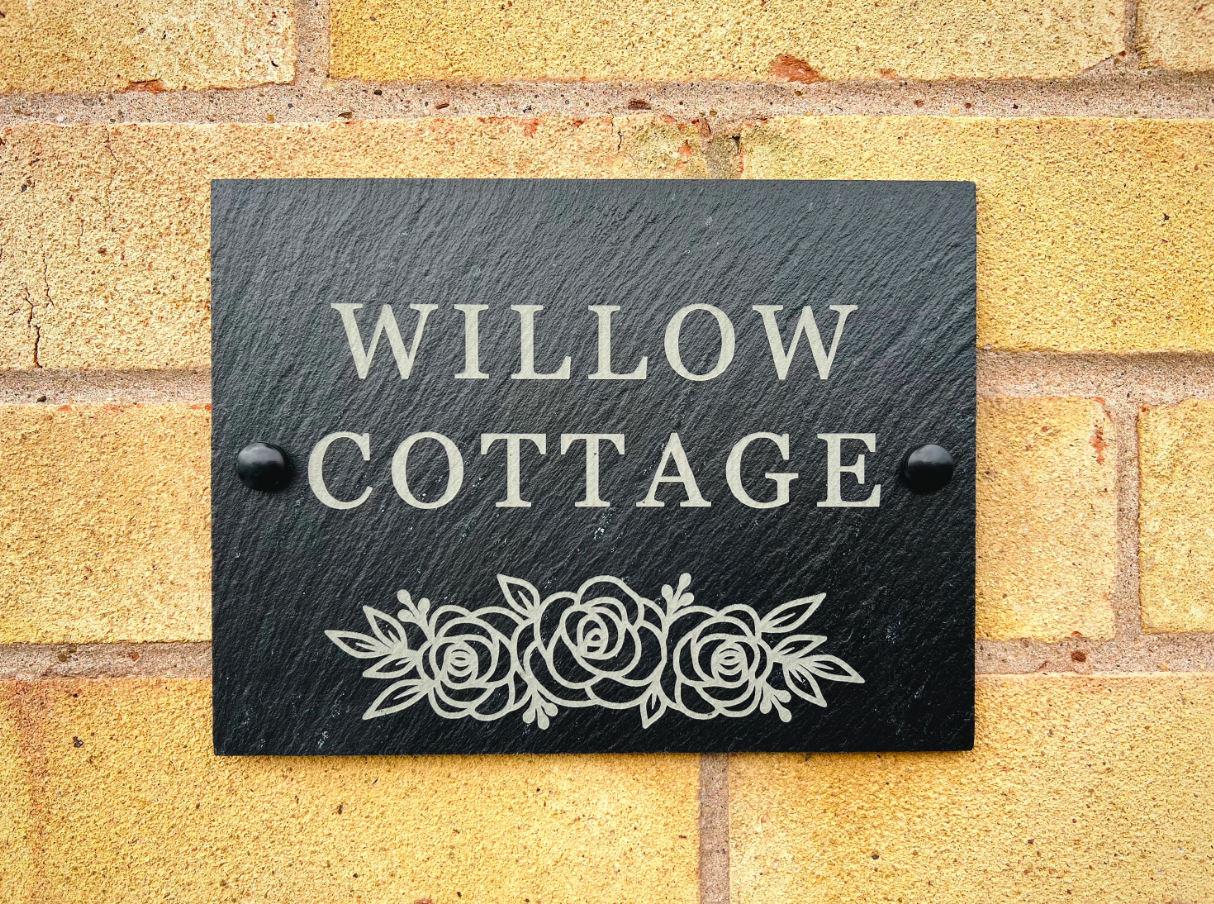 Personalised House Name, House Number Sign, Rustic Engraved Slate Sign, Door Plaque With Fixings,  Garden Decor