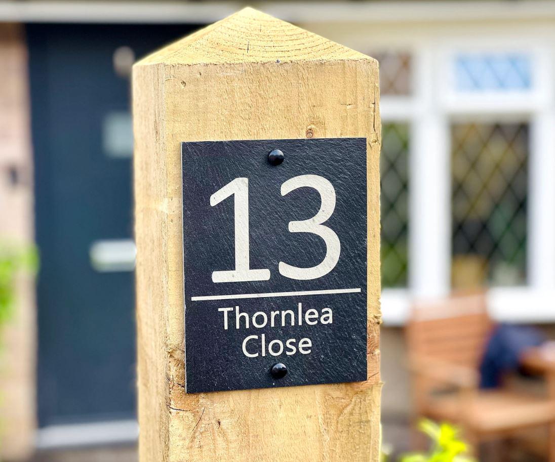 Personalised Engraved Slate Address, House Name or Number Sign: Rustic Door Number Plaque.