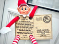Elf Arrival Postcard Wooden Christmas Card, Personalised Naughty Elf Return Letter Welcome Back Elf Mail For Kids Christmas Ideas Activity