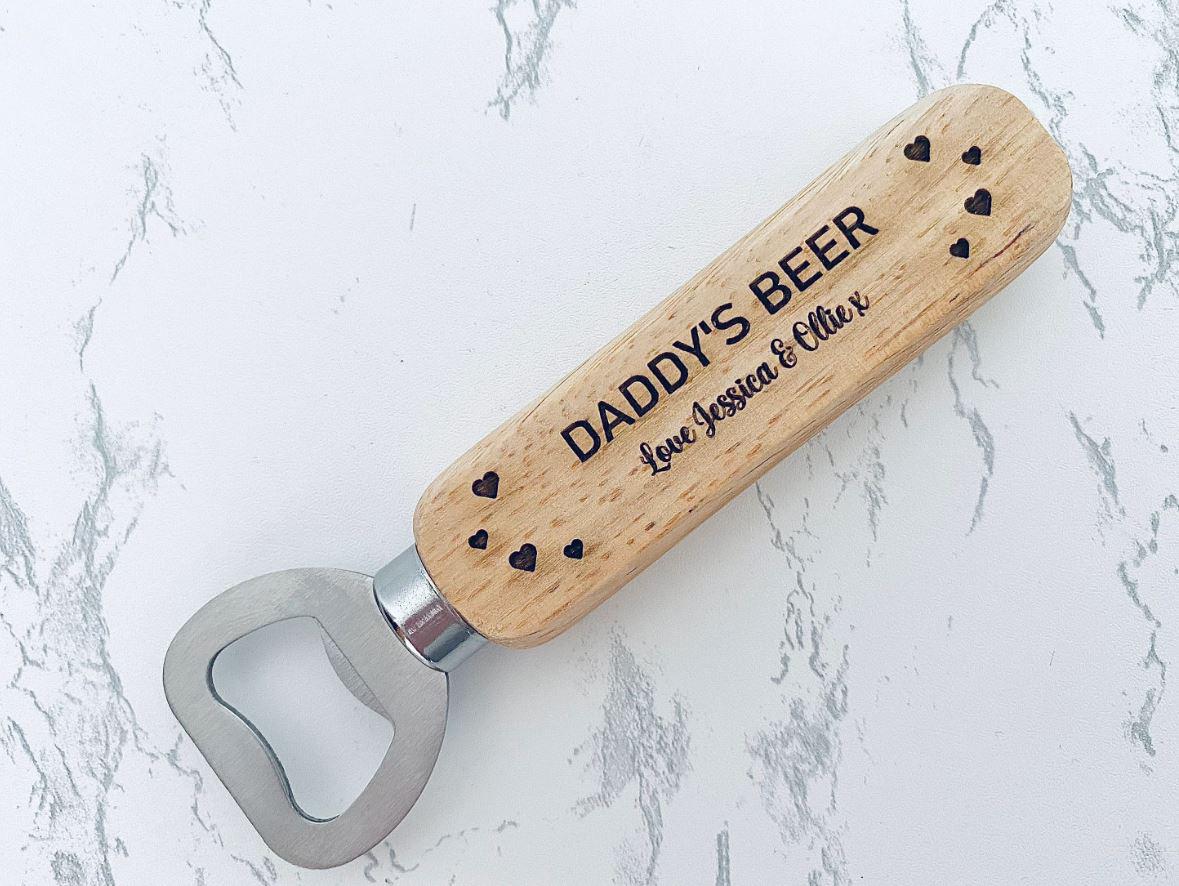Personalised Wooden engraved Bottle Opener, Happy Fathers Day, Christmas Gift, For Dads, Grandad, Grandpa, Custom Novelty Gift, Beer