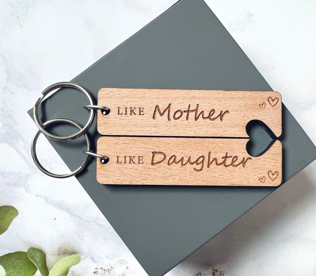 Mum and Daughter Matching personalised Keyring, Pair of Keyrings, Like Mother Like Daughter, Mothers Day, Birthday, Christmas Gift, Keyring