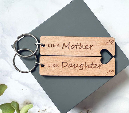 Mum and Daughter Matching personalised Keyring, Pair of Keyrings, Like Mother Like Daughter, Mothers Day, Birthday, Christmas Gift, Keyring