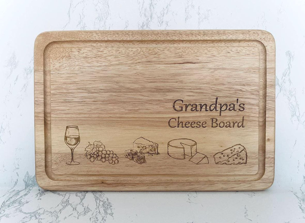 Personalised Engraved Wood Cheese Chopping Board: Bespoke present Novelty Bespoke Gift for anytime Birthday, Christmas, Papa, Dad, Mum, Nana