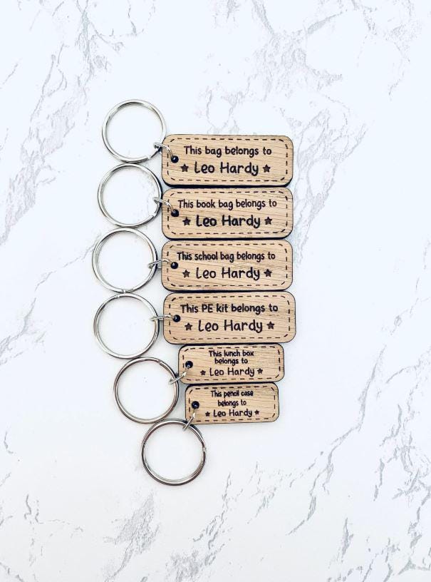 Kids School Bag Keyrings, Labels For Book Bag, School Bag, Lunch Box, PE Kit, Childrens School Accessories, For Girls For Boys, Key Chain