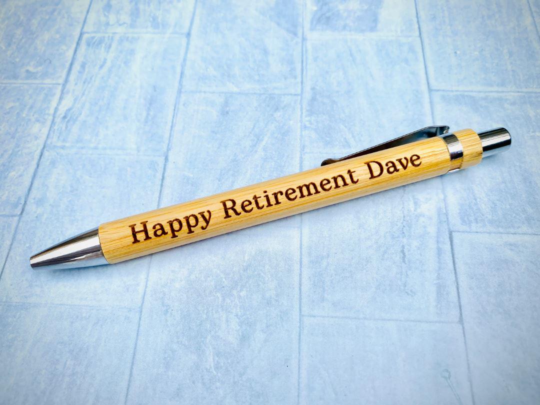 Personalised Bamboo Wooden Pen, Retirement Gift, Happy Retirement Present, New Job, Good Luck, Writing Pen Special Keepsake Eco-Friendly