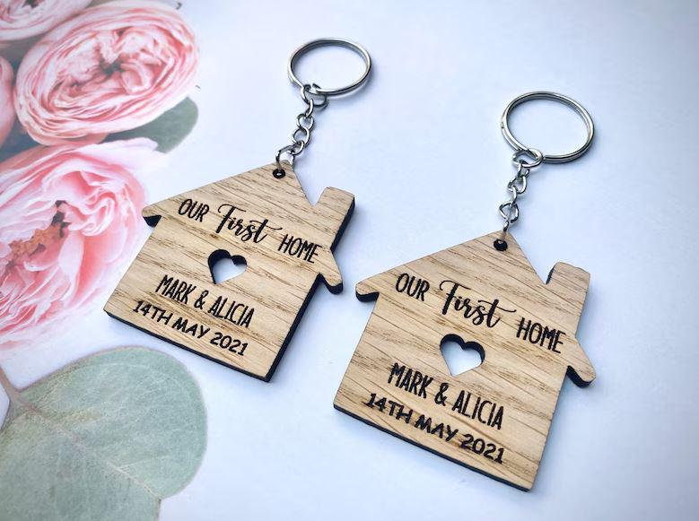 Our First Home Keyring - Key Chain - Moving House - First Home - Wooden Personalised Keyring - Wooden Gift - New home Gift - New House