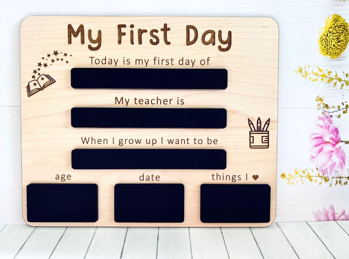 First Day Of School Photo Board, Personalised Starting School Sign, Back To School Sign, First Day Photo Prop, Wipe Clean School Keepsake
