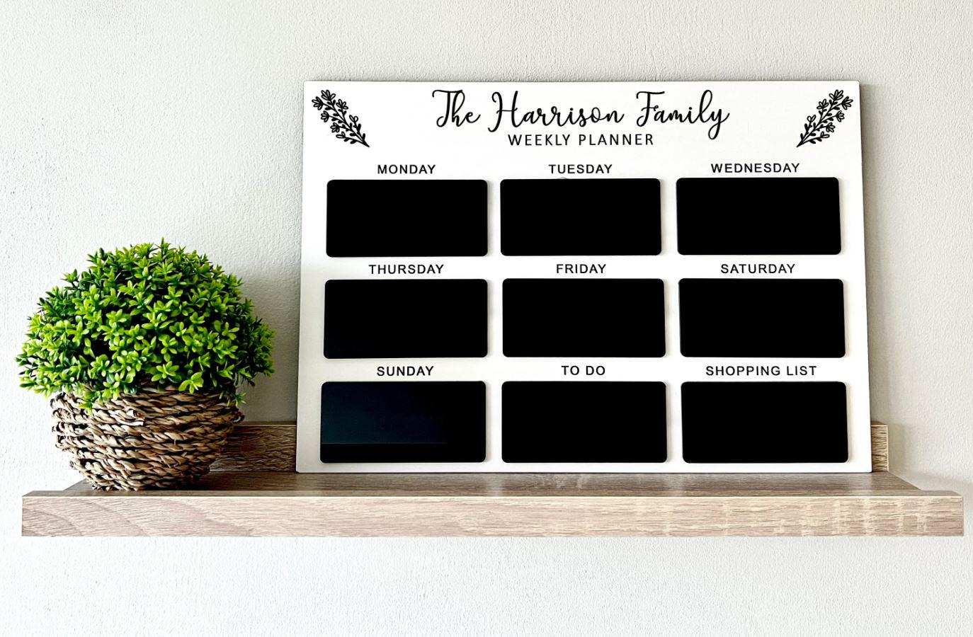 Personalised Family Planner, Wipeable Weekly Organiser, Weekly Food Plan, Meal Planner, Organisation, Mum Planner, Gift