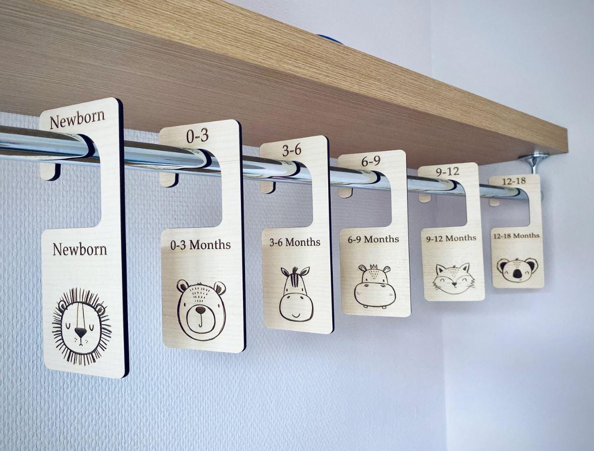 Baby Wardrobe Dividers, Safari Zoo Animal, Clothes Dividers, Organisation, Baby Shower Gift, New Baby Present, Nursery Decor, Cute Baby