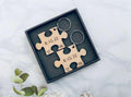 Personalised Jigsaw Keyring, Valentines Gift For Him And Her, Wooden Wedding Anniversary Wood Gift, Wedding Present