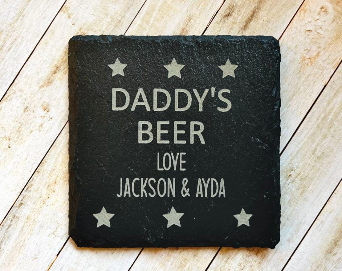Personalised Slate Coaster For Fathers Day Present Gift for Dad Papa Grandpa Daddy Grandad For Him Special Keepsake Novelty Coaster Cute