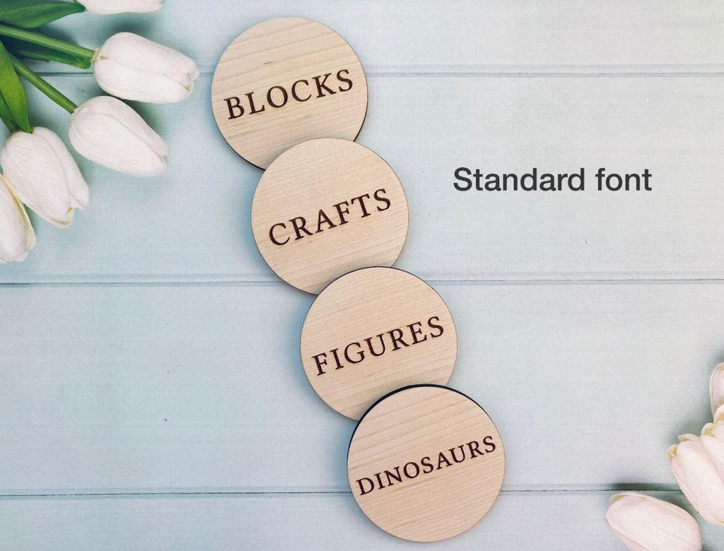 Personalised Wooden Toy Box Labels: Laser Engraved Wooden, Storage Labels, Playroom Decor, Nursery Decor, Home Organisation. New baby gift