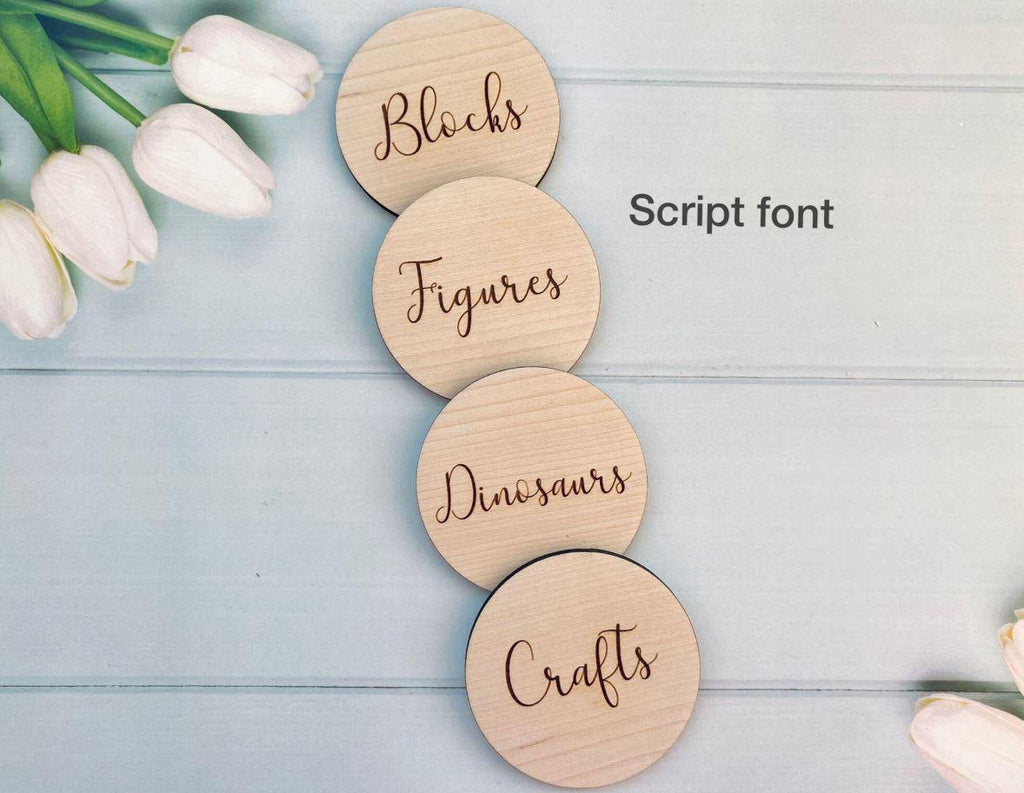 Personalised Wooden Toy Box Labels: Laser Engraved Wooden, Storage Labels, Playroom Decor, Nursery Decor, Home Organisation. New baby gift