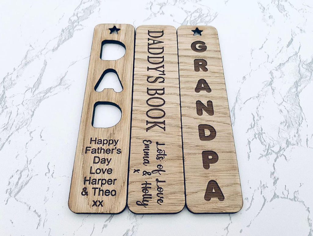 Personalised Wooden Engraved Bookmark for Dad Daddy Grandpa Grandad Papa Fathers Day Novelty Gift For Him For Men Book Gift Reading Birthday