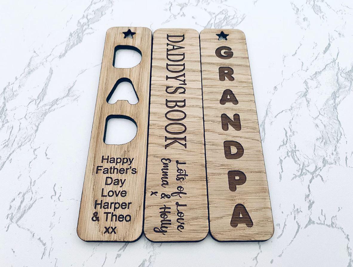 Personalised Wooden Engraved Bookmark for Dad Daddy Grandpa Grandad Papa Fathers Day Novelty Gift For Him For Men Book Gift Reading Birthday