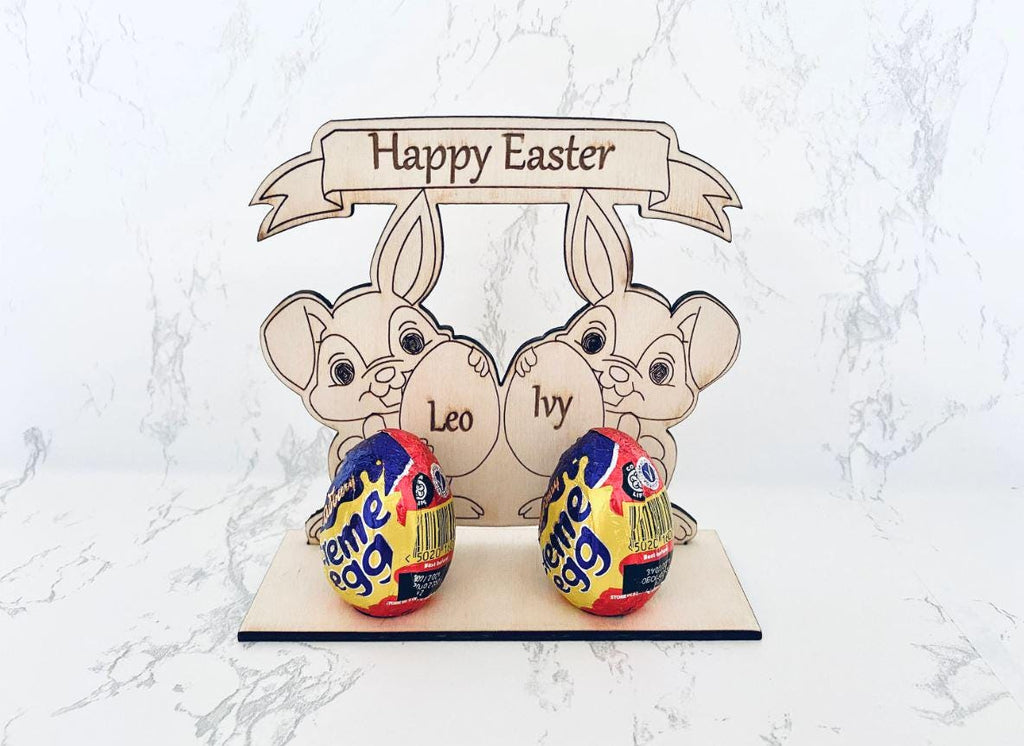 Personalised Wooden Engraved Easter Egg holder,  Perfect Easter gift, Kids Easter, Easter bunny, Chocolate holder, Easter Egg, Cute Bunny