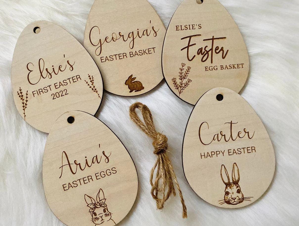 Personalised Easter Gift Tags, Easter Baubles For Children, Kids Easter Gifts, Easter Decor, Easter Bunny, Floral Easter, Wooden Easter Gift