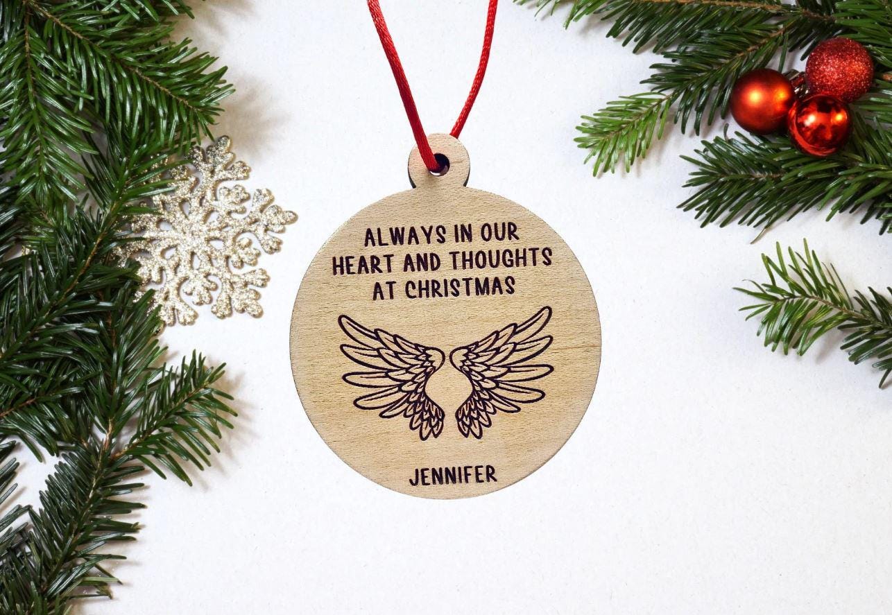 Family Remembrance Christmas Bauble Personalised Xmas Tree Ornament, Memorial to Mum Dad Grandma Grandad Friend,