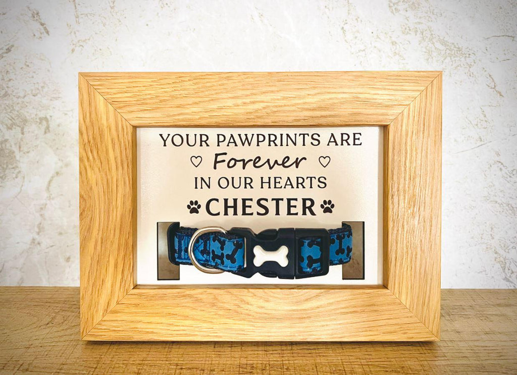 Personalised Pet Memorial wooden Frame, Keepsake Collar Holder, Pet Loss Gift, Dog, Cat, Gift For Animal Lover, Pet Memory