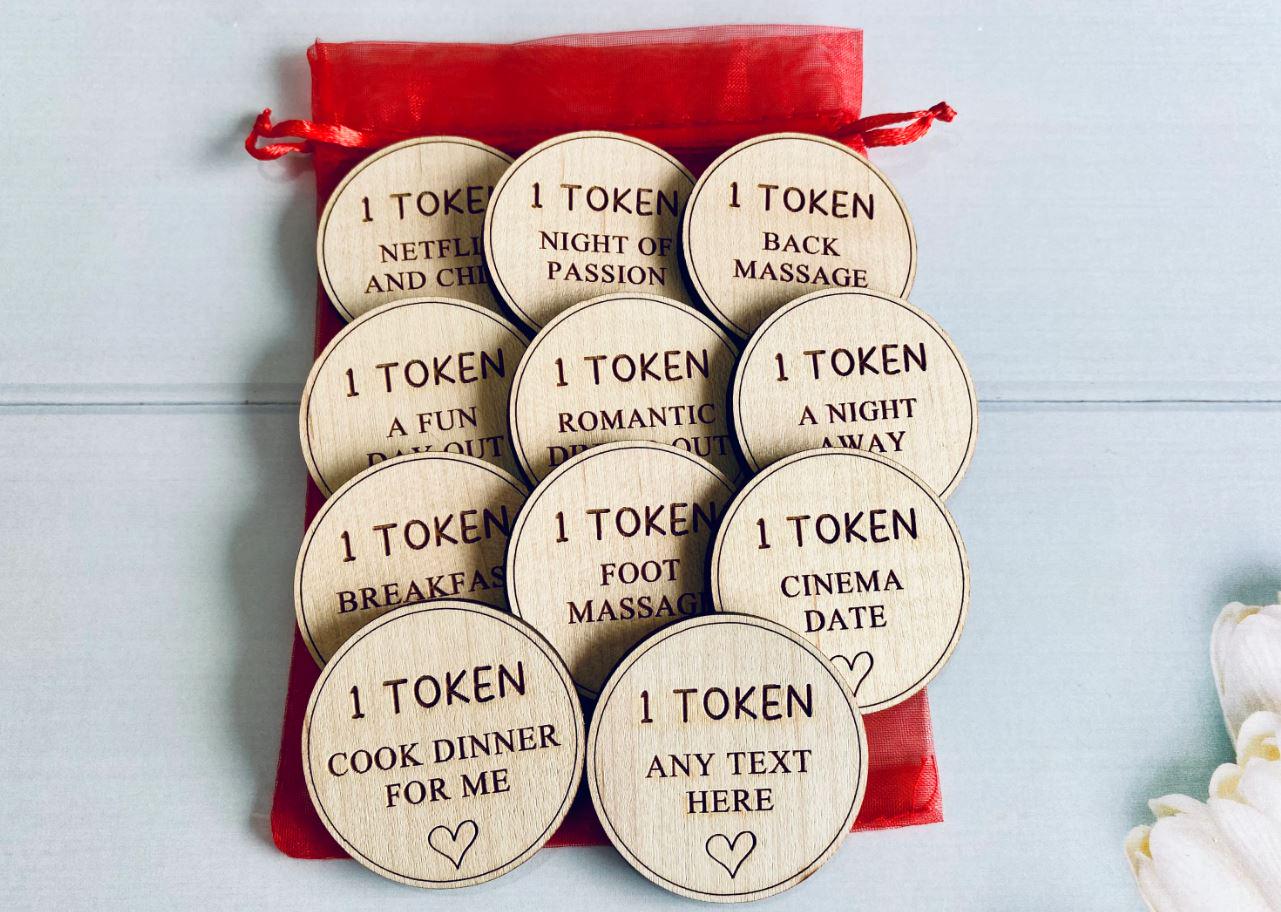 Valentine's Love Tokens: Maple Veneer, Funny Gift for Couples