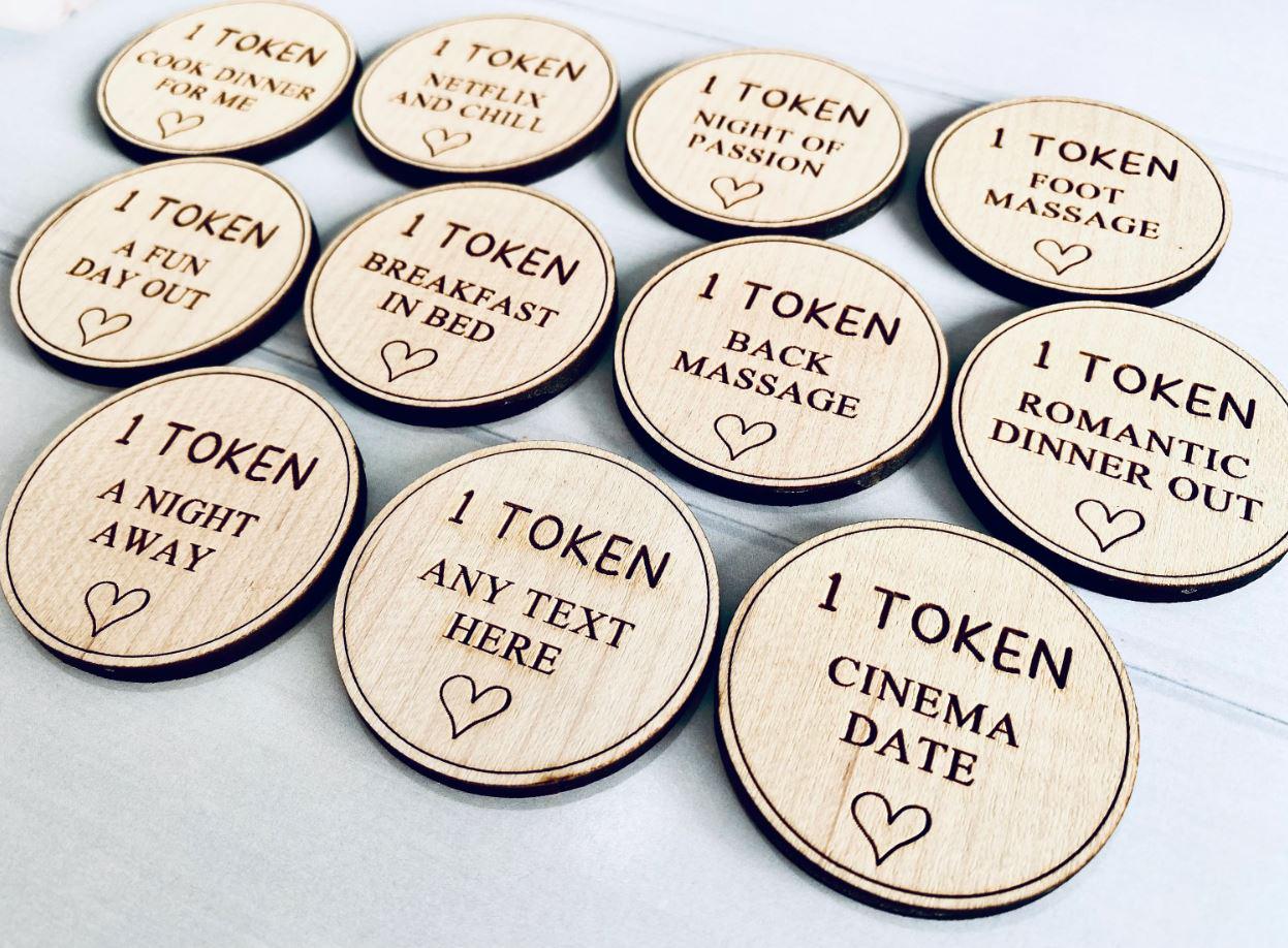 Valentine's Love Tokens: Maple Veneer, Funny Gift for Couples