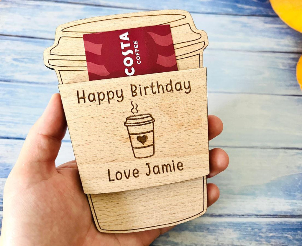 Personalised Coffee Cup Gift Card Holder, Hot Chocolate, Hot Drink Gift Card, Christmas, Birthday, For him, For her, Starbucks, Costa Greggs