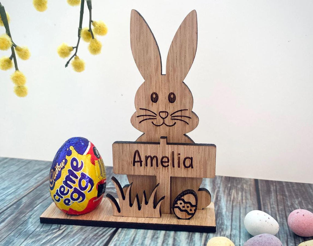 Personalised Easter Bunny Egg Holder, Kids Easter Gifts, Creme Egg Holder, Cute Easter Egg Bunny Stand, For Children, Easter Decor