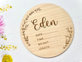 Personalised Baby Birth Announcement Plaque New Baby Gift, Newborn Keepsake, Birth Details Photo Prop Disc, Baby Shower Gift, Baby Name Disc