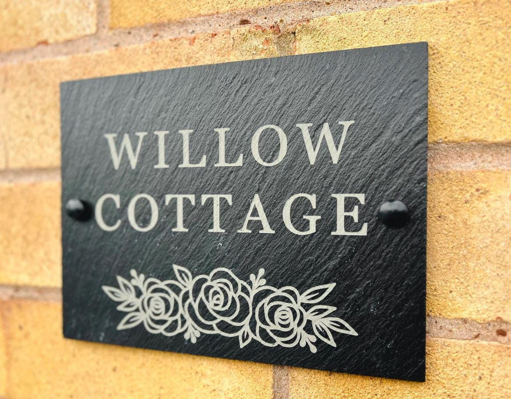 Personalised House Name, House Number Sign, Rustic Engraved Slate Sign, Door Plaque With Fixings,  Garden Decor